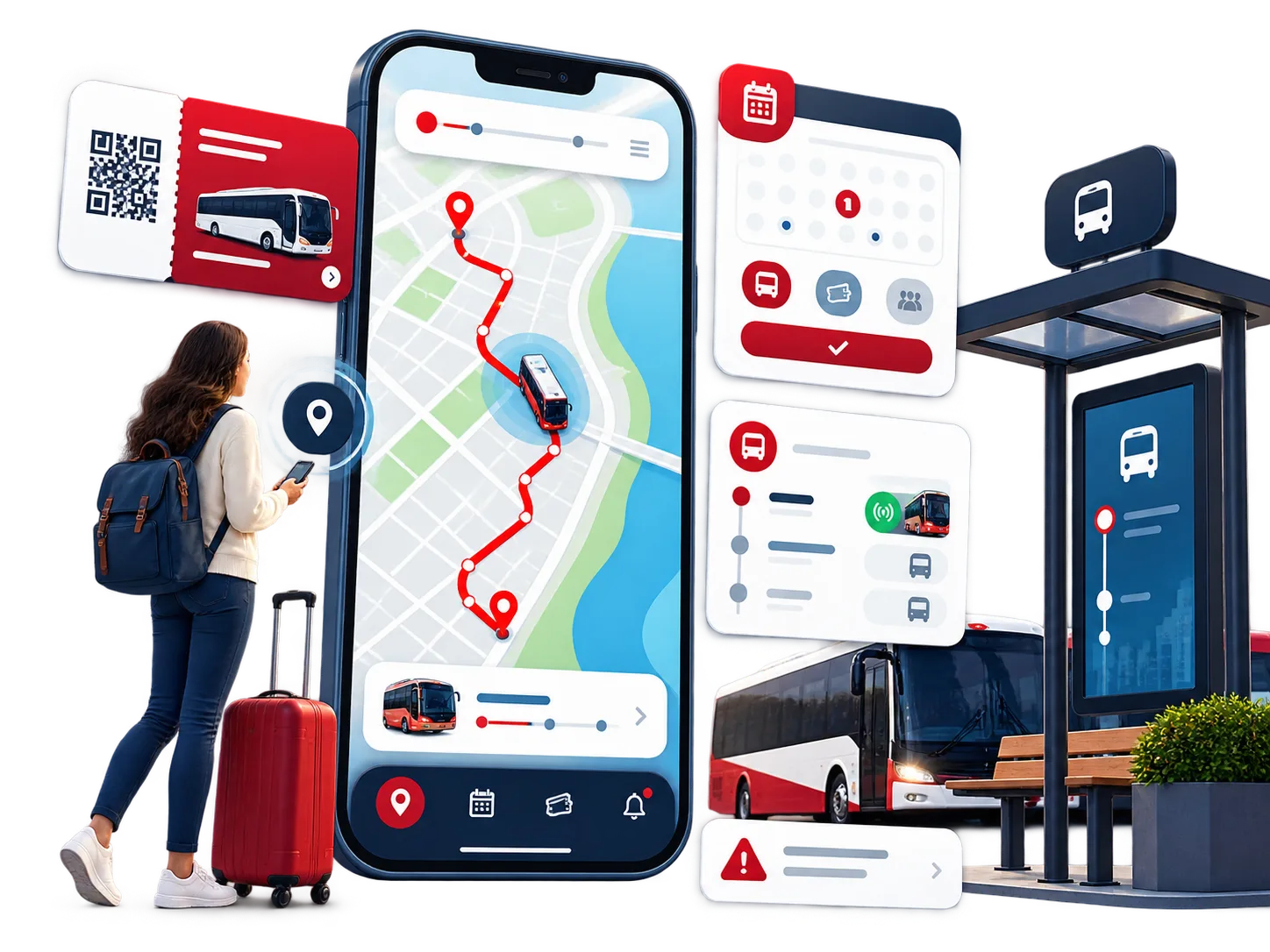 Passenger mobile application with live bus route, digital ticket and event reservation